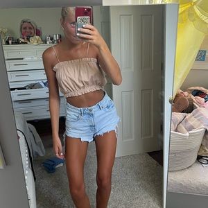 Ballon beige crop top